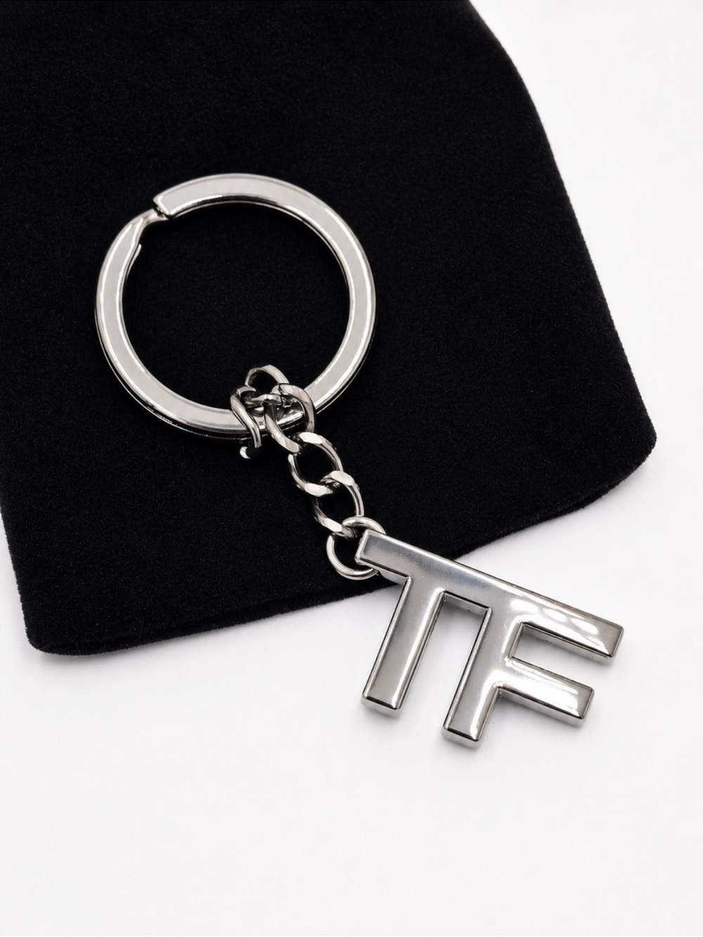 TOM FORD Silver TF Monogram Keychain - Men Accessories